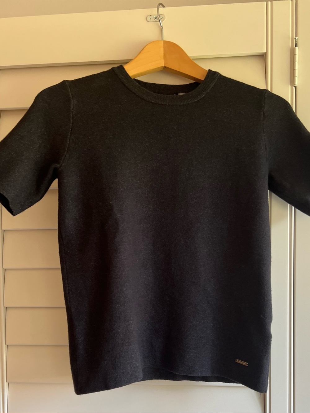 Black Short-Sleeve Dark Academia, Preppy, Classic Chic Sweater, Size X Small